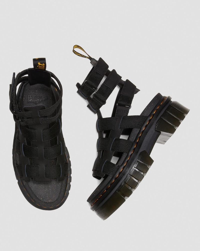 Dr Doc Martens Ricki Cuero Plataforma Gladiator Sandals (Ajax+Extra Tough 50/50) Negros | OD09-N0GC