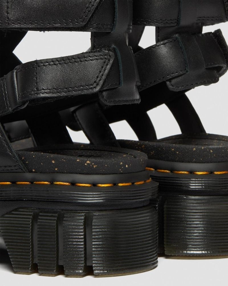 Dr Doc Martens Ricki Nappa Lux Cuero Plataforma Gladiator Sandals (Nappa Lux) Negros | FL92-Q8GV