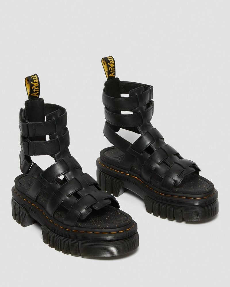 Dr Doc Martens Ricki Nappa Lux Cuero Plataforma Gladiator Sandals (Nappa Lux) Negros | FL92-Q8GV