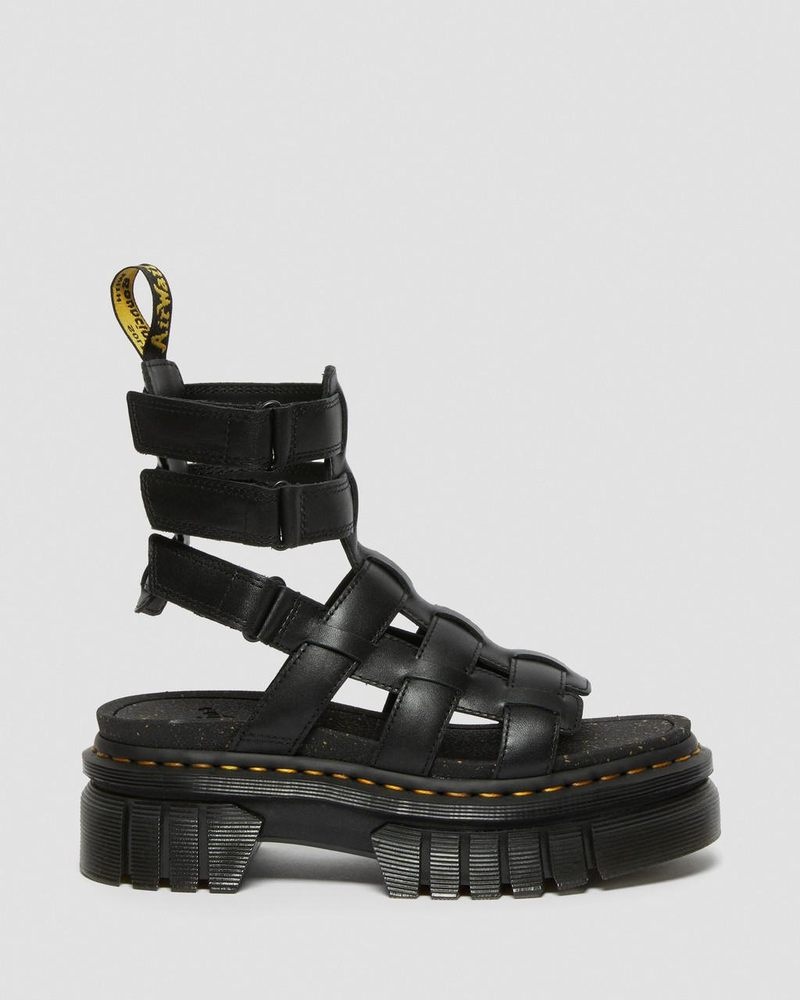 Dr Doc Martens Ricki Nappa Lux Cuero Plataforma Gladiator Sandals (Nappa Lux) Negros | FL92-Q8GV