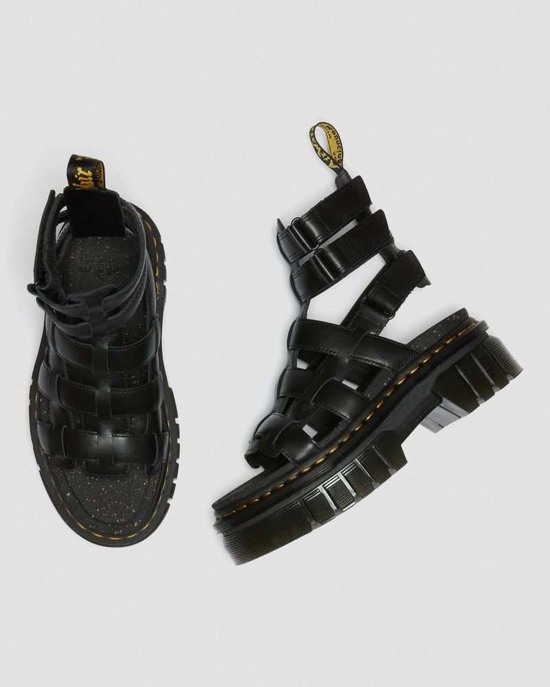 Dr Doc Martens Ricki Nappa Lux Cuero Plataforma Gladiator Sandals (Nappa Lux) Negros | FL92-Q8GV