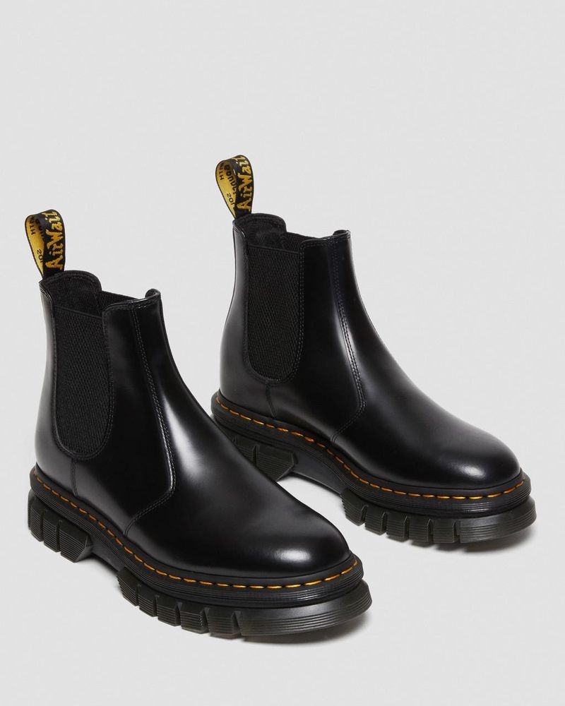 Dr Doc Martens Rikard Polished Smooth Cuero Chelsea Boots (Polished Smooth) Negros | UZ30-I1NS