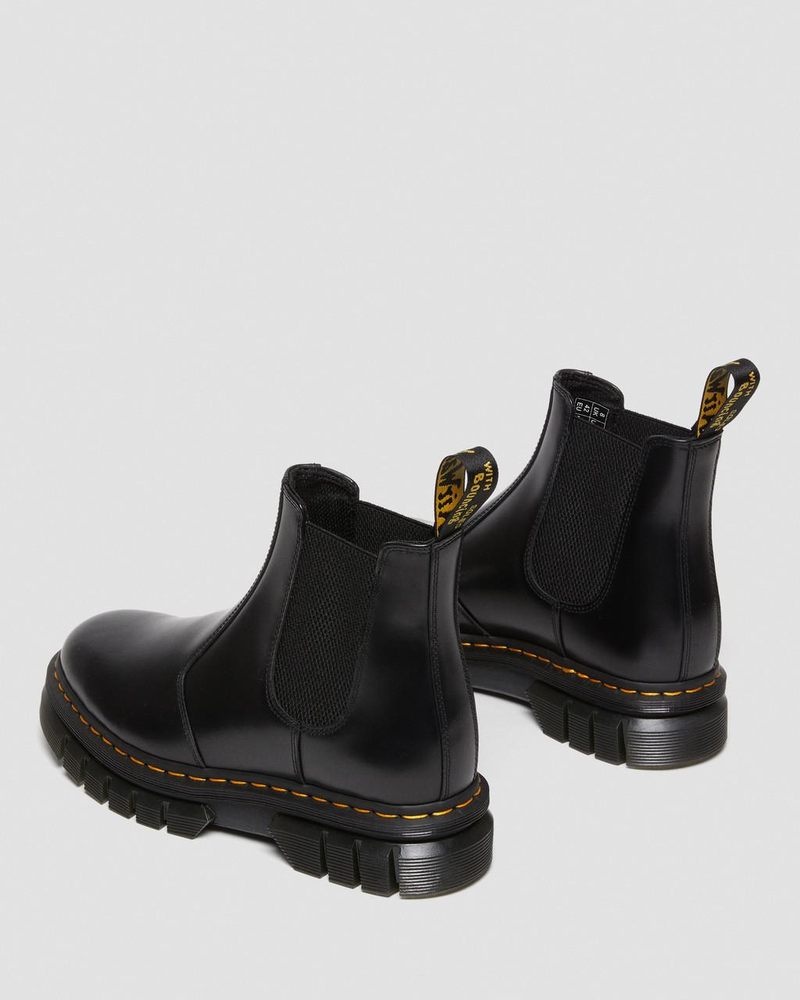 Dr Doc Martens Rikard Polished Smooth Cuero Chelsea Boots (Polished Smooth) Negros | UZ30-I1NS