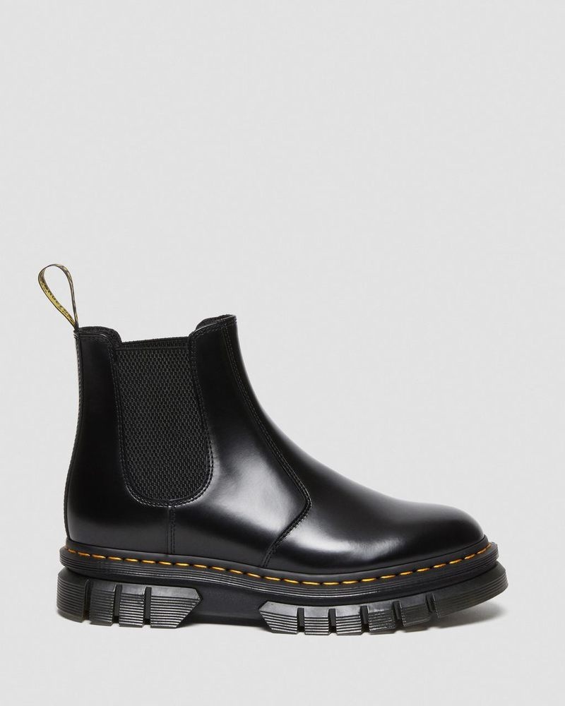 Dr Doc Martens Rikard Polished Smooth Cuero Chelsea Boots (Polished Smooth) Negros | UZ30-I1NS