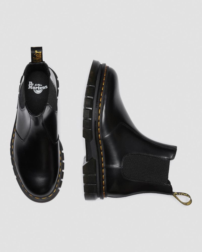 Dr Doc Martens Rikard Polished Smooth Cuero Chelsea Boots (Polished Smooth) Negros | UZ30-I1NS