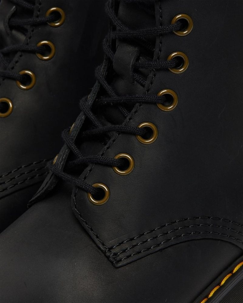 Dr Doc Martens Shriver Hi - Wyoming Cuero Tacón Boots (Burnished Wyoming) Negros | QW40-E6GN