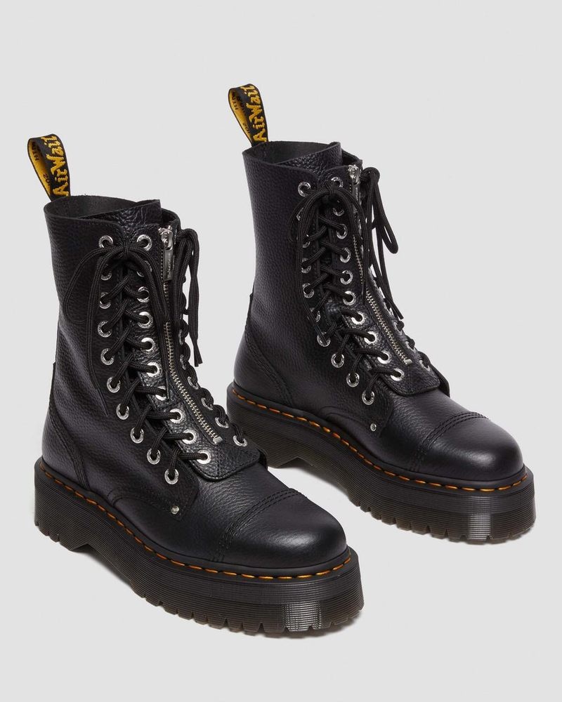 Dr Doc Martens Sinclair Hi Milled Nappa Cuero Plataforma Boots (Milled Nappa) Negros | VH63-O0BJ