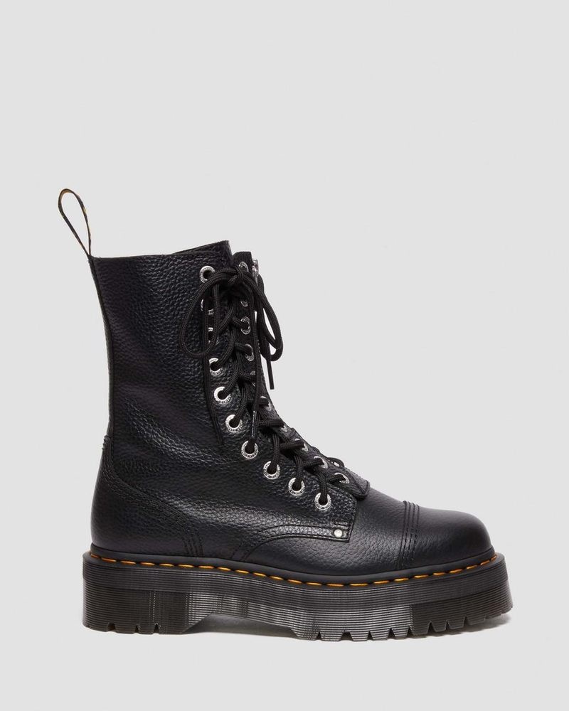 Dr Doc Martens Sinclair Hi Milled Nappa Cuero Plataforma Boots (Milled Nappa) Negros | VH63-O0BJ