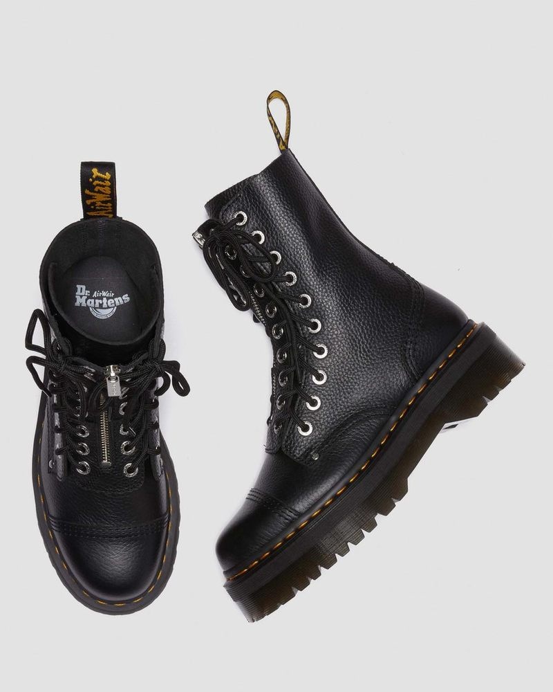 Dr Doc Martens Sinclair Hi Milled Nappa Cuero Plataforma Boots (Milled Nappa) Negros | VH63-O0BJ