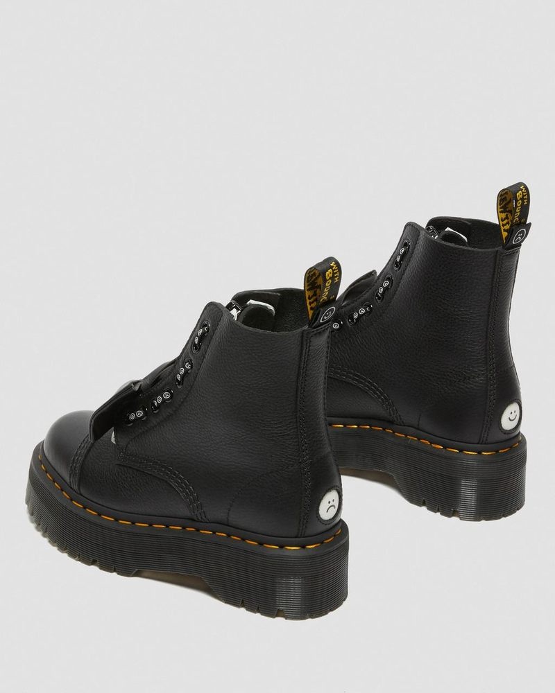 Dr Doc Martens Sinclair Lazy Oaf Cuero Plataforma Boots (Pisa) Negros | LE64-X1SO