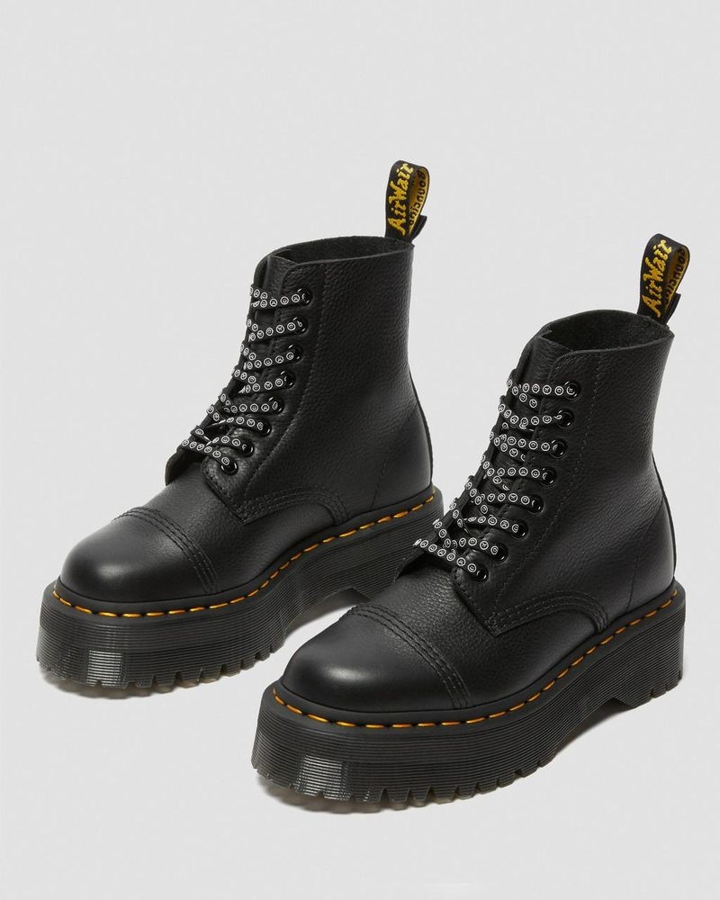 Dr Doc Martens Sinclair Lazy Oaf Cuero Plataforma Boots (Pisa) Negros | LE64-X1SO