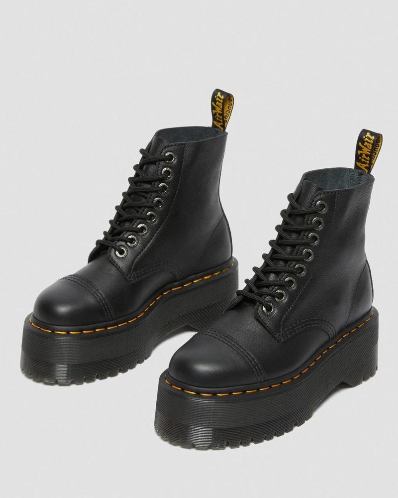 Dr Doc Martens Sinclair Max Pisa Cuero Plataforma Boots (Pisa) Negros | TW96-Y5BU