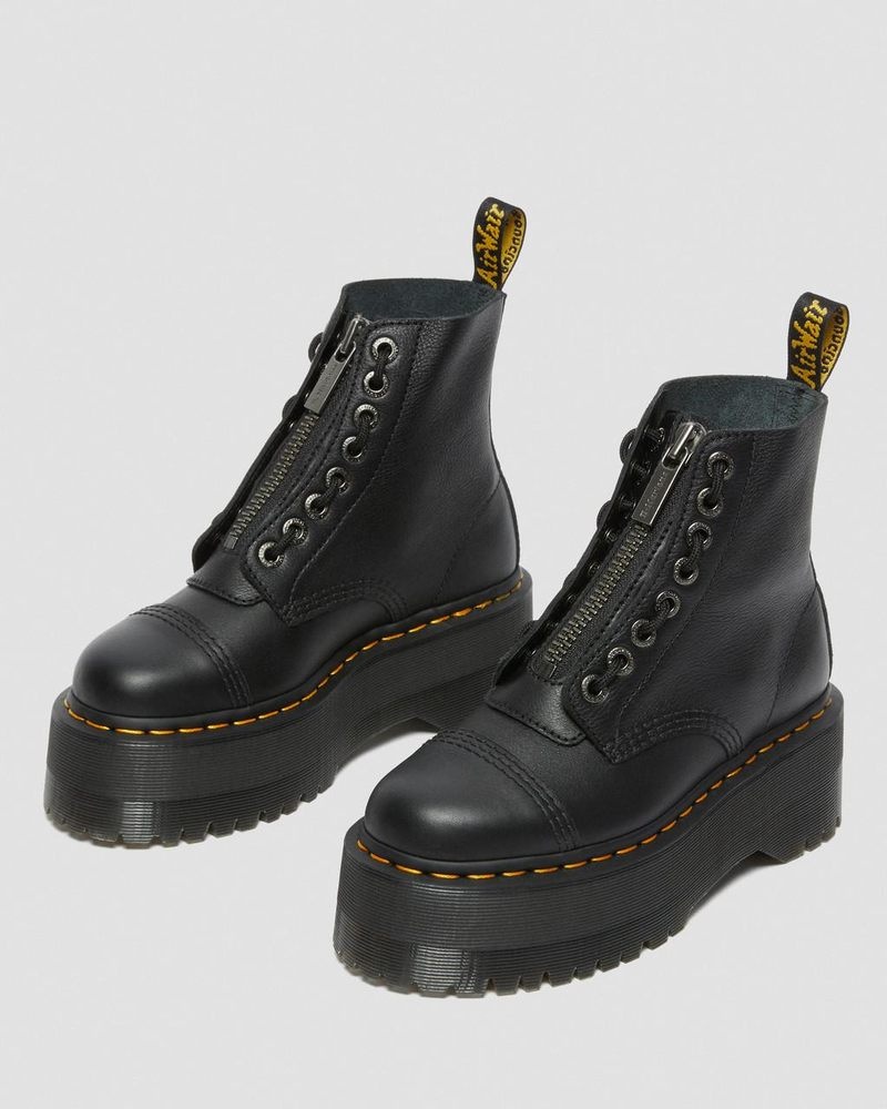 Dr Doc Martens Sinclair Max Pisa Cuero Plataforma Boots (Pisa) Negros | TW96-Y5BU