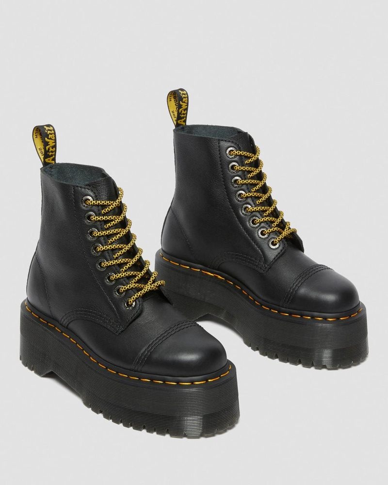 Dr Doc Martens Sinclair Max Pisa Cuero Plataforma Boots (Pisa) Negros | TW96-Y5BU