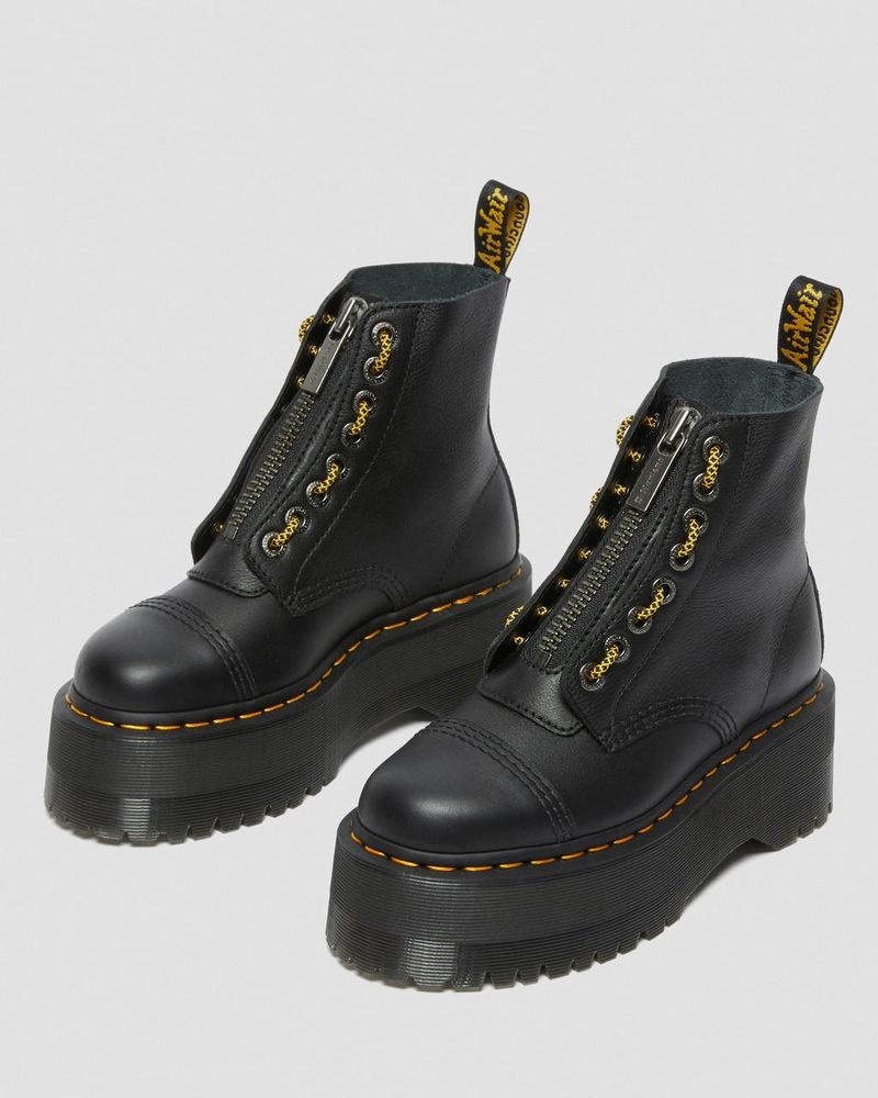 Dr Doc Martens Sinclair Max Pisa Cuero Plataforma Boots (Pisa) Negros | TW96-Y5BU