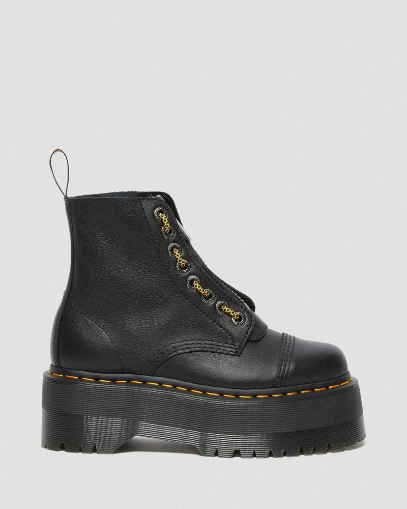 Dr Doc Martens Sinclair Max Pisa Cuero Plataforma Boots (Pisa) Negros | TW96-Y5BU