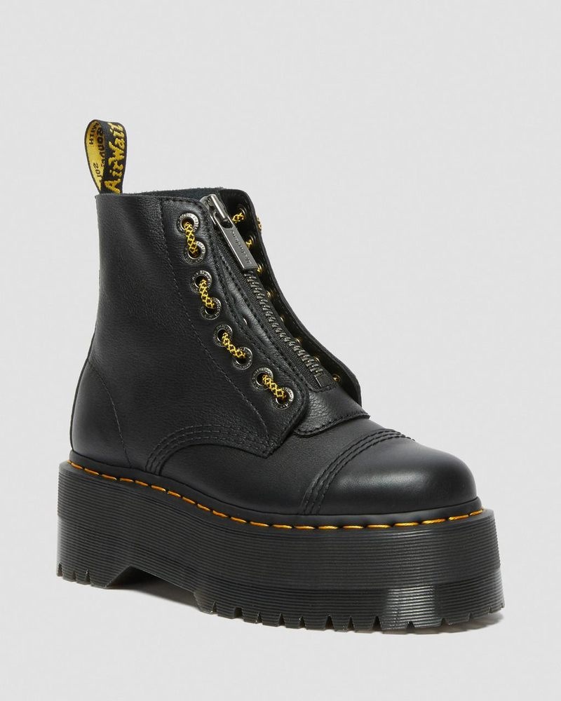 Dr Doc Martens Sinclair Max Pisa Cuero Plataforma Boots (Pisa) Negros | TW96-Y5BU