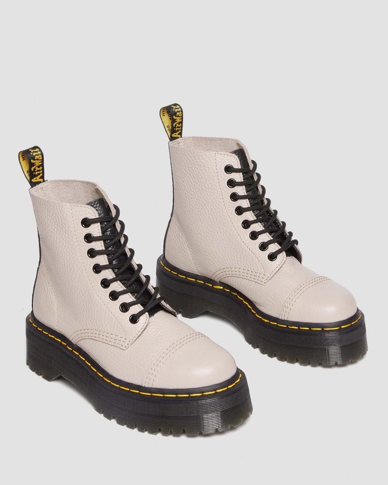 Dr Doc Martens Sinclair Milled Nappa Cuero Plataforma Boots (Milled Nappa) Vintage Taupe | CL72-B0PJ