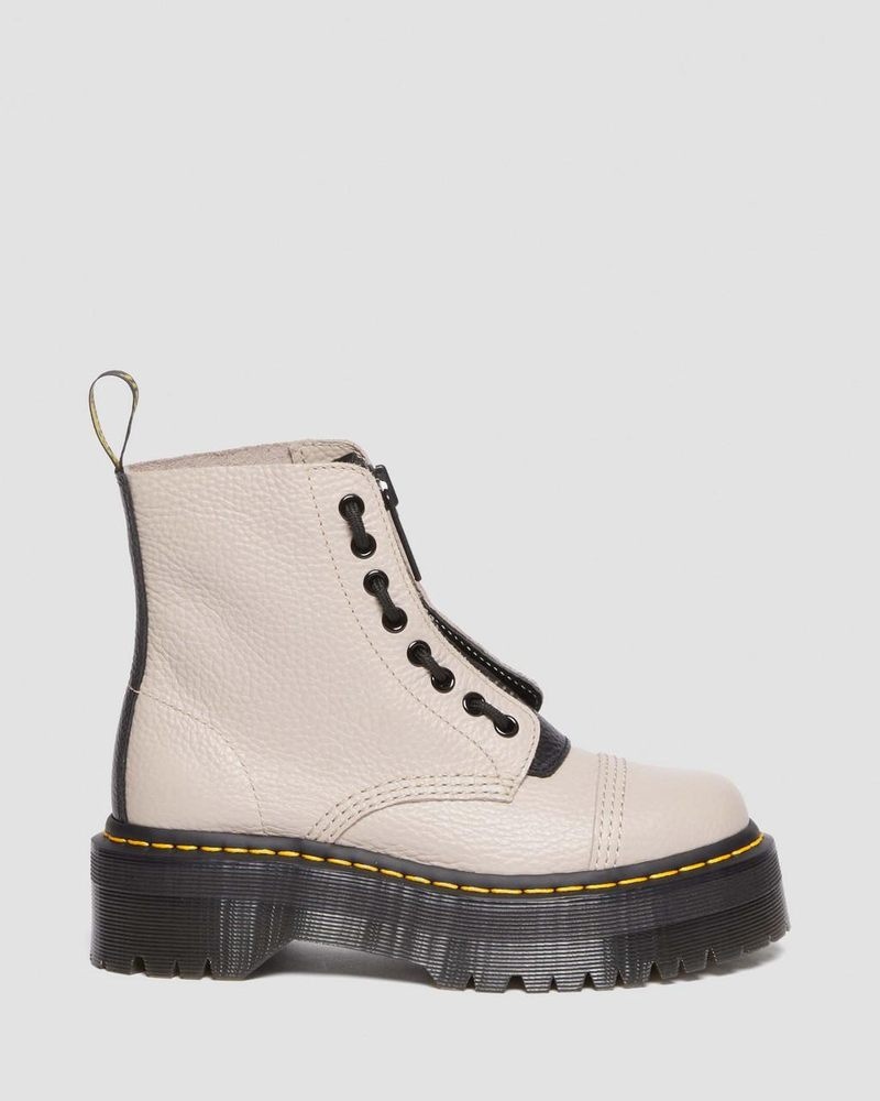 Dr Doc Martens Sinclair Milled Nappa Cuero Plataforma Boots (Milled Nappa) Vintage Taupe | CL72-B0PJ