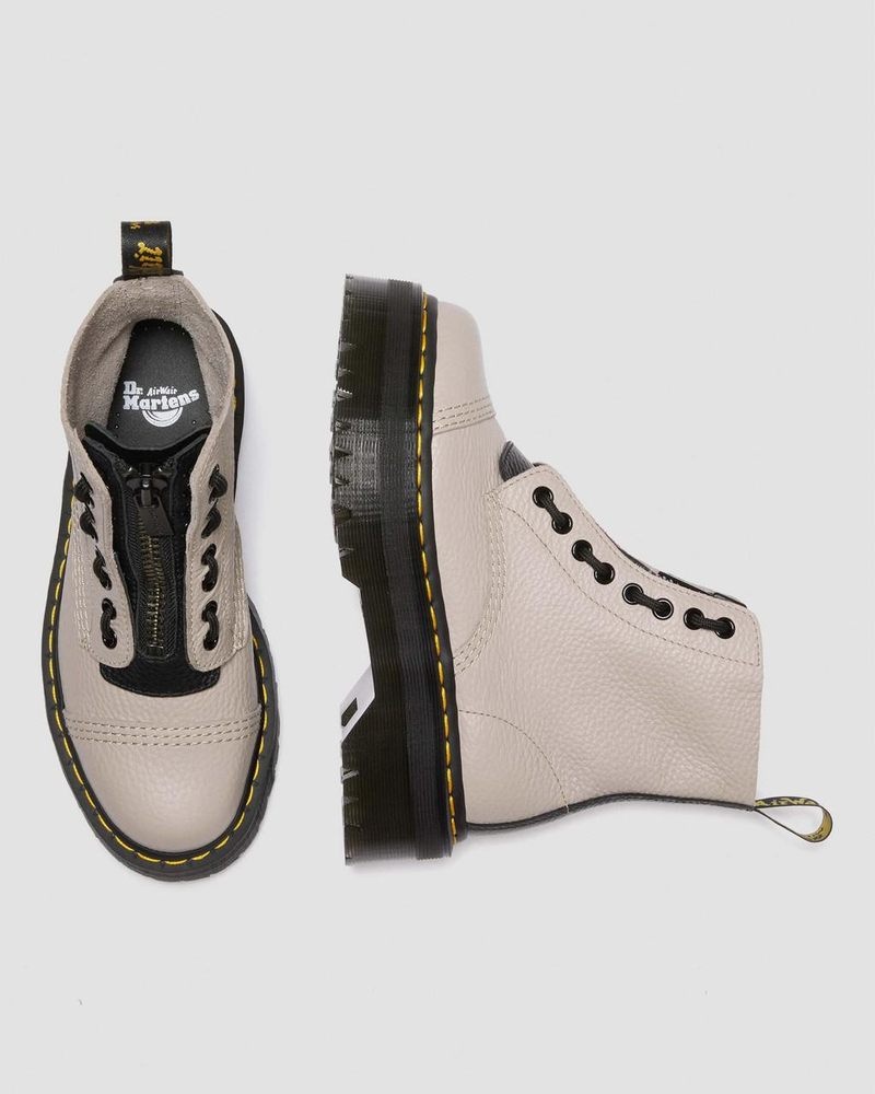 Dr Doc Martens Sinclair Milled Nappa Cuero Plataforma Boots (Milled Nappa) Vintage Taupe | CL72-B0PJ