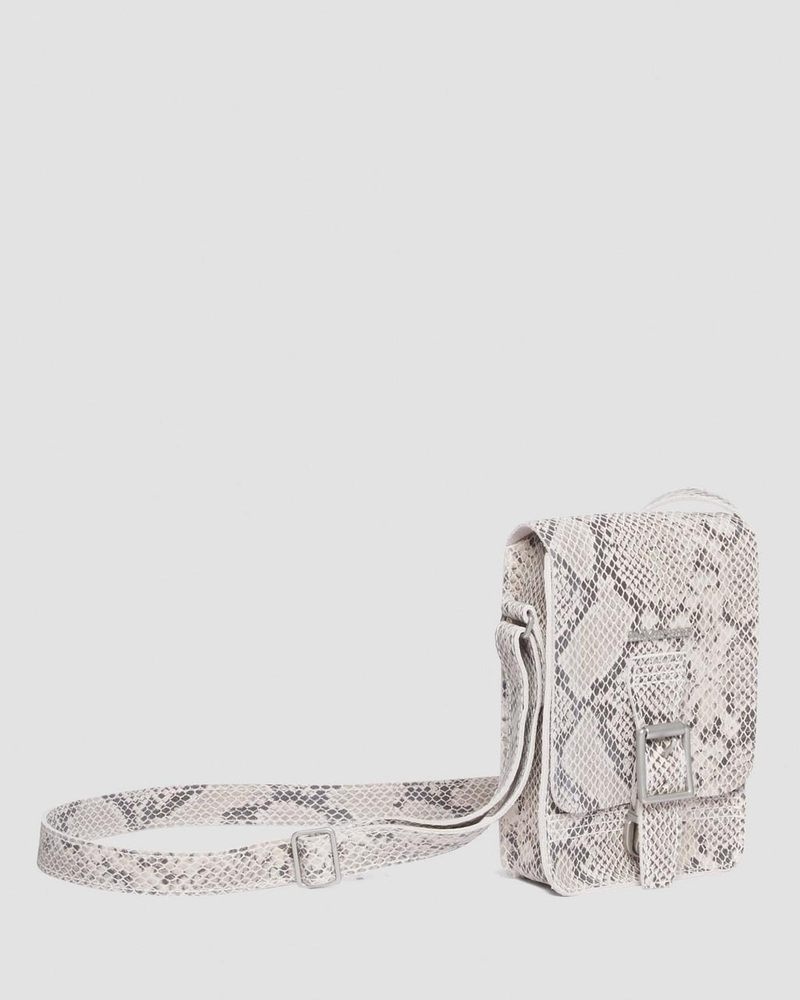 Dr Doc Martens Snake Print Cuero Vertical Crossbody Bag (Python Print Gamuza) Sand+Black | BS72-N6AI