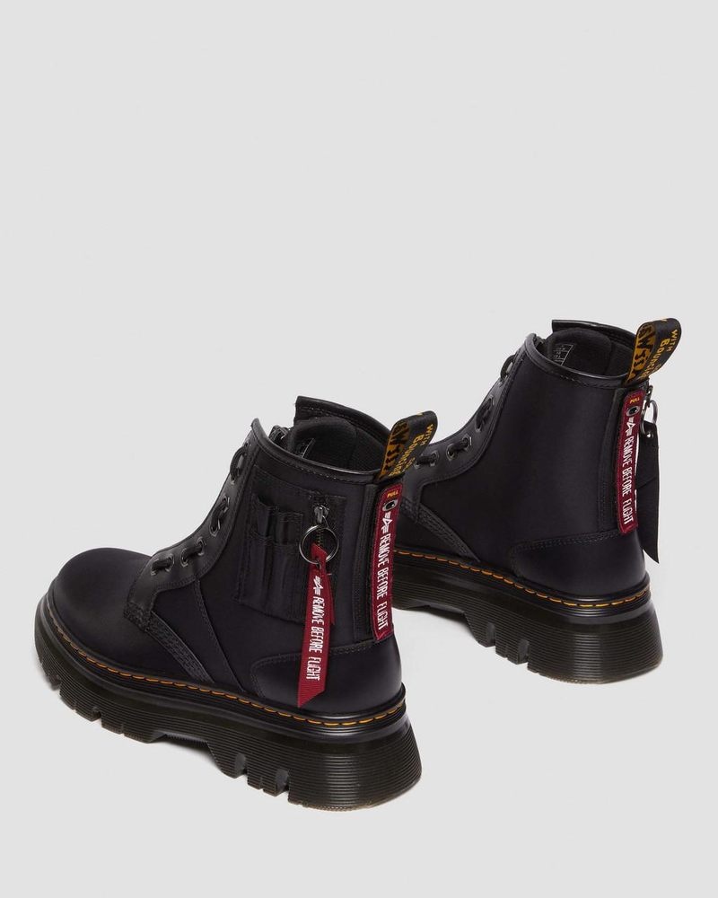 Dr Doc Martens Tarik Alpha Industries Cuero & Nylon Utility Boots Negros | CM31-V2DL