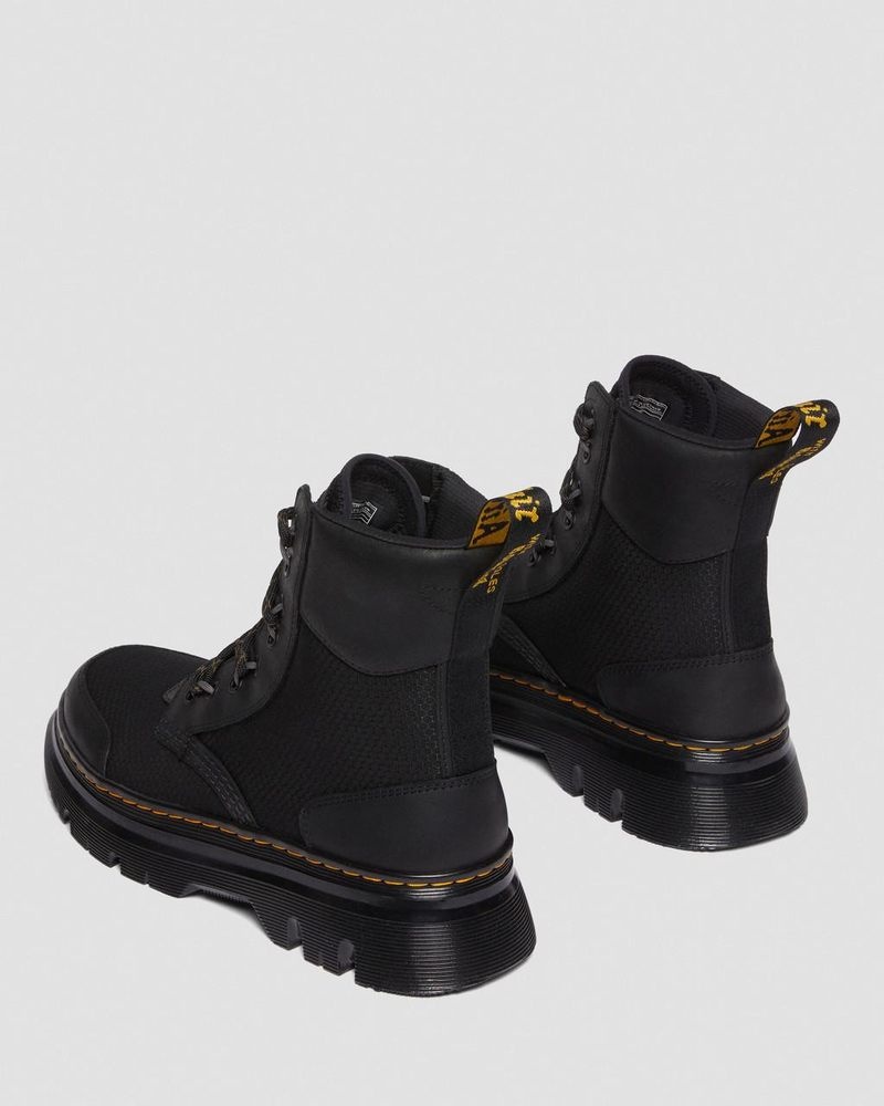 Dr Doc Martens Tarik Cuero & Nylon Utility Boots (Waxed Full Grain+Hydro+ Recycled Nylon Ripstop) Negros | QZ05-W9YB