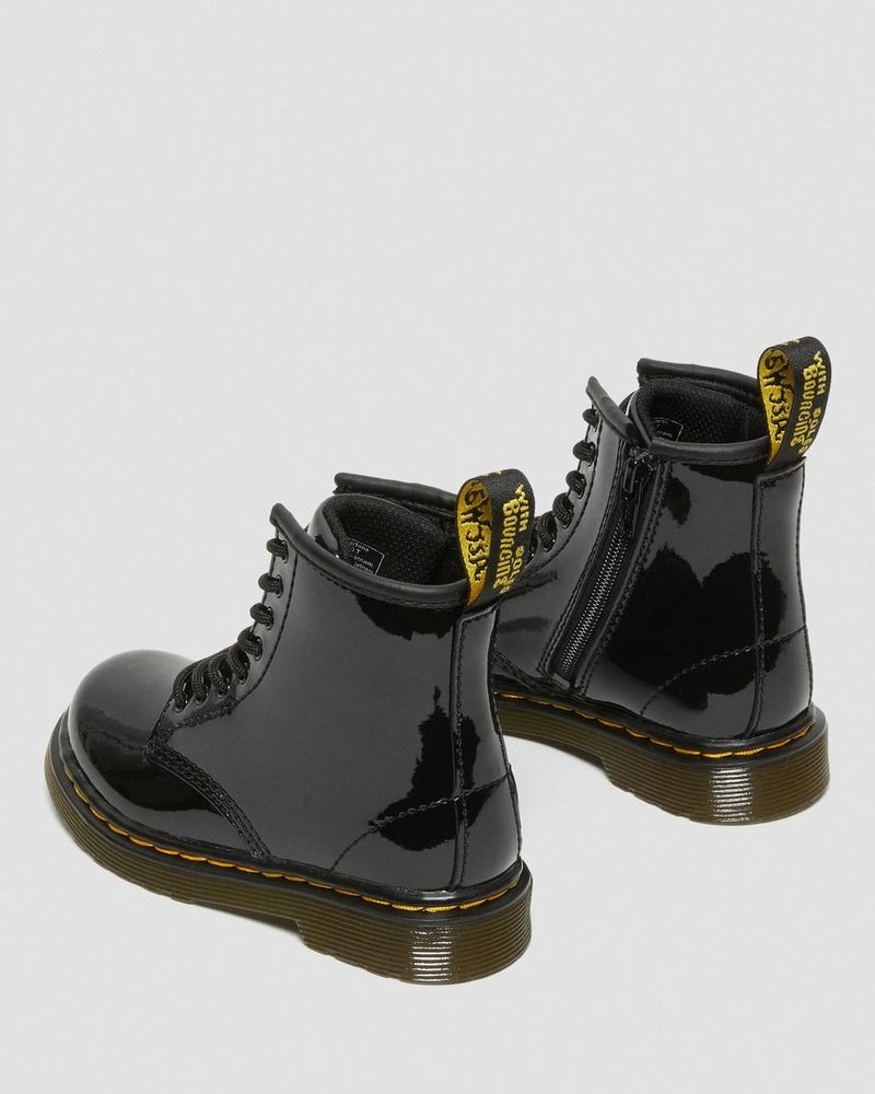 Dr Doc Martens Toddler 1460 Charol Cuero Encaje Up Boots (Charol Cuero) Negros | XV92-C6UX