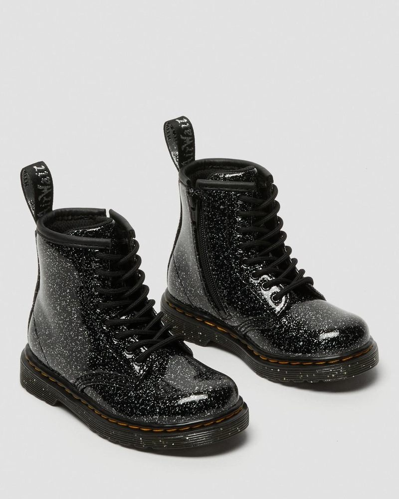 Dr Doc Martens Toddler 1460 Glitter Encaje Up Boots (Cosmic Glitter) Negros | HJ94-K2NK