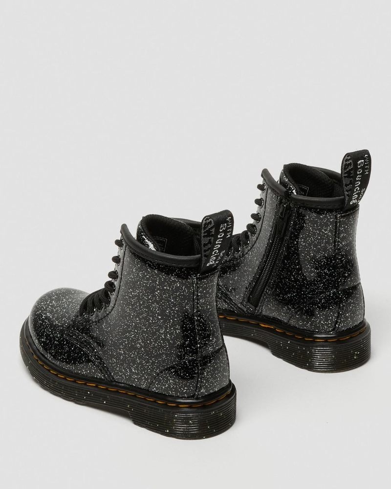 Dr Doc Martens Toddler 1460 Glitter Encaje Up Boots (Cosmic Glitter) Negros | HJ94-K2NK