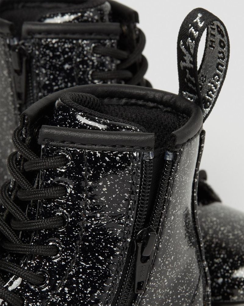 Dr Doc Martens Toddler 1460 Glitter Encaje Up Boots (Cosmic Glitter) Negros | HJ94-K2NK