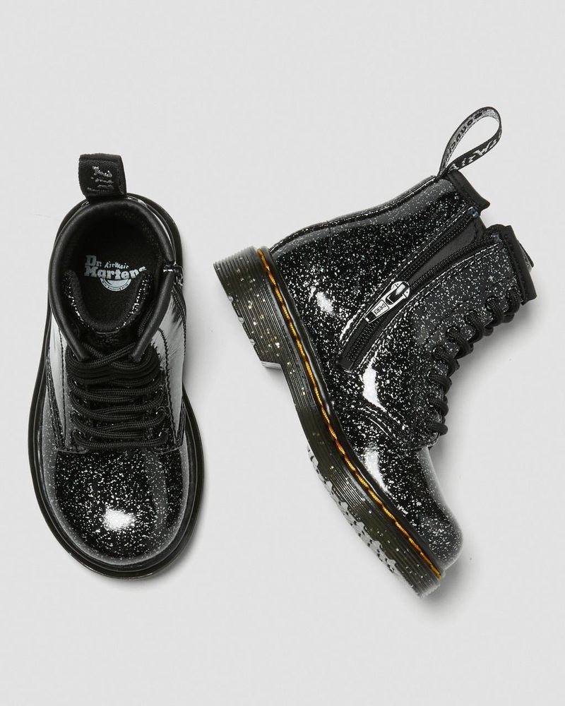 Dr Doc Martens Toddler 1460 Glitter Encaje Up Boots (Cosmic Glitter) Negros | HJ94-K2NK