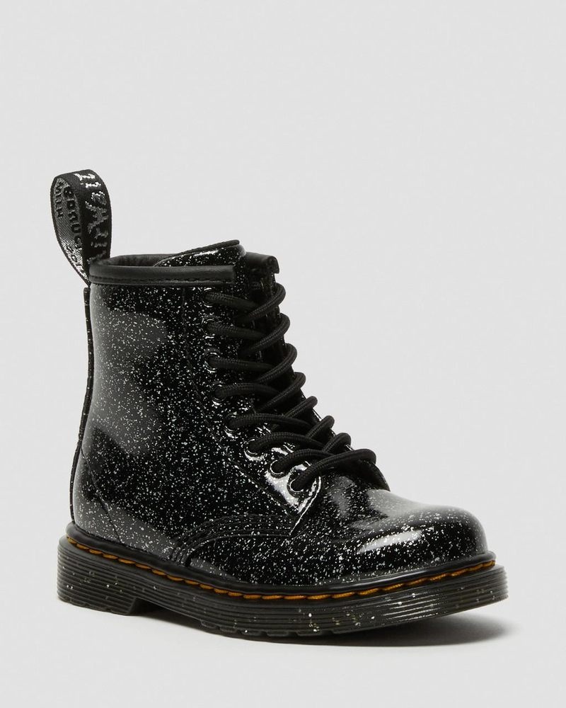 Dr Doc Martens Toddler 1460 Glitter Encaje Up Boots (Cosmic Glitter) Negros | HJ94-K2NK