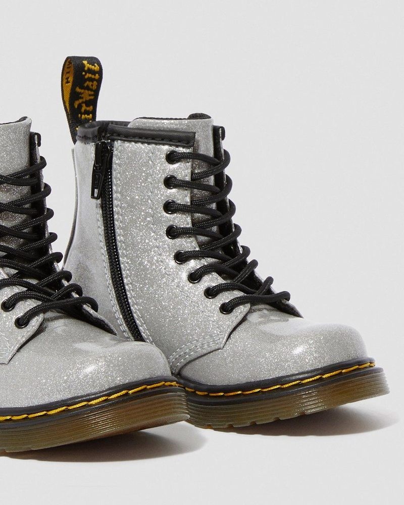 Dr Doc Martens Toddler 1460 Glitter Encaje Up Boots (Coated Glitter) Plateados | RV26-N0IH