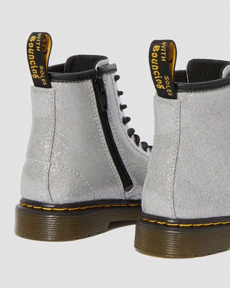 Dr Doc Martens Toddler 1460 Glitter Encaje Up Boots (Coated Glitter) Plateados | RV26-N0IH