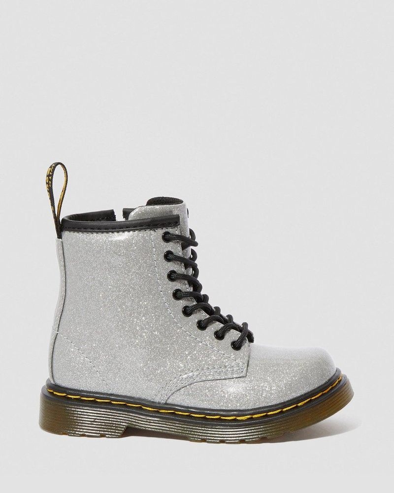 Dr Doc Martens Toddler 1460 Glitter Encaje Up Boots (Coated Glitter) Plateados | RV26-N0IH