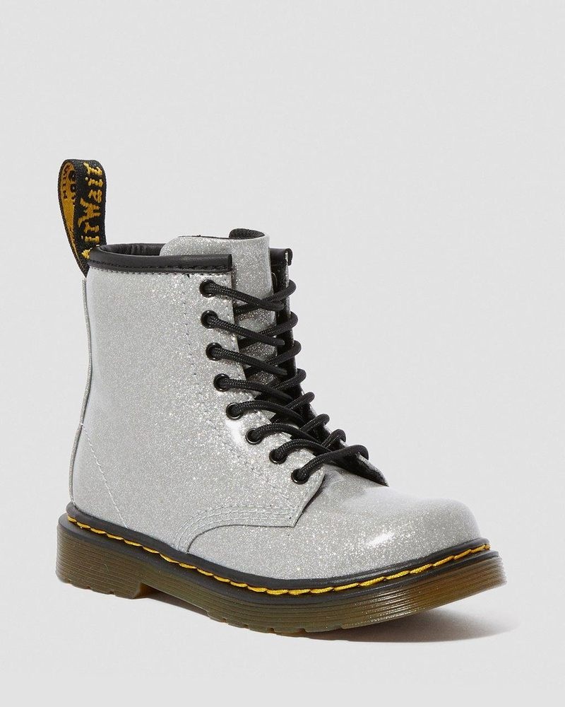 Dr Doc Martens Toddler 1460 Glitter Encaje Up Boots (Coated Glitter) Plateados | RV26-N0IH