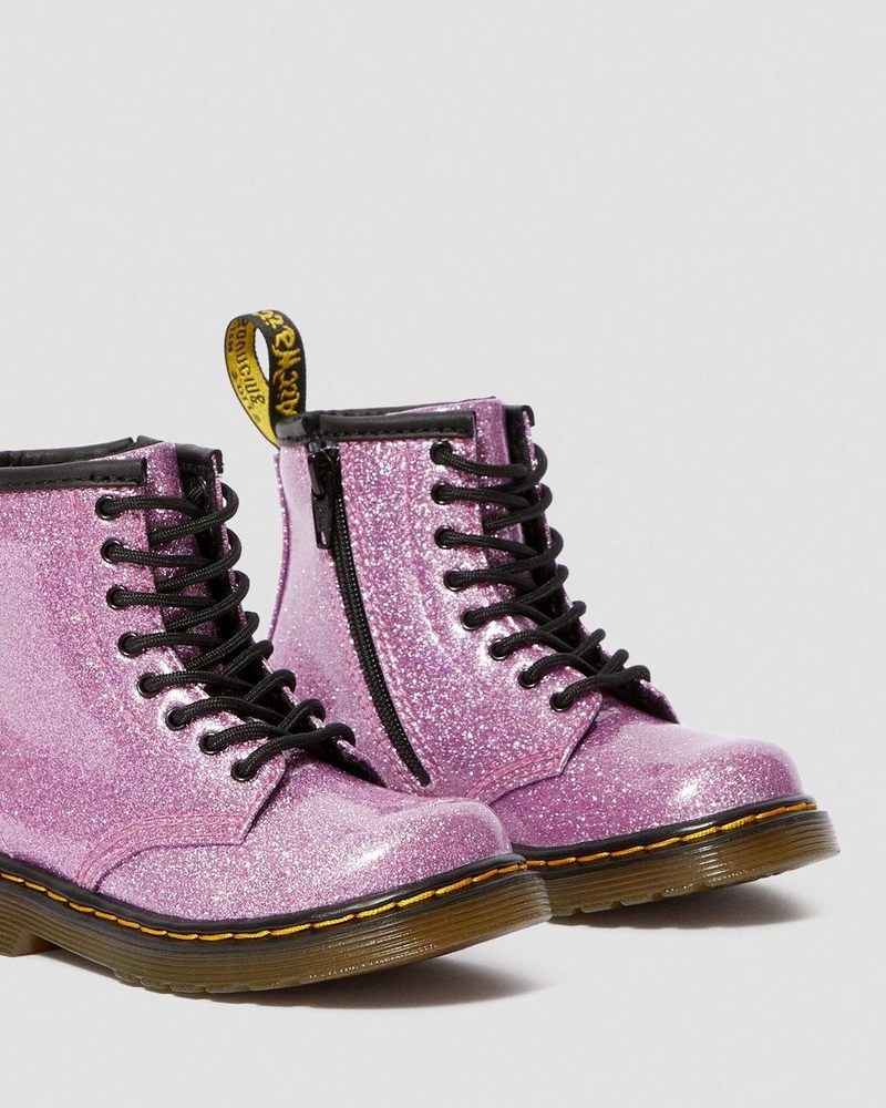 Dr Doc Martens Toddler 1460 Glitter Encaje Up Boots (Coated Glitter) Rosas Oscuro | MO81-M4LK