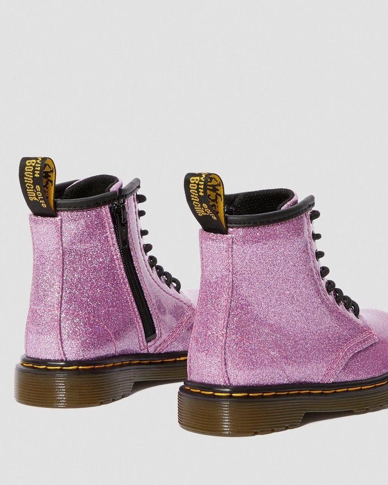 Dr Doc Martens Toddler 1460 Glitter Encaje Up Boots (Coated Glitter) Rosas Oscuro | MO81-M4LK