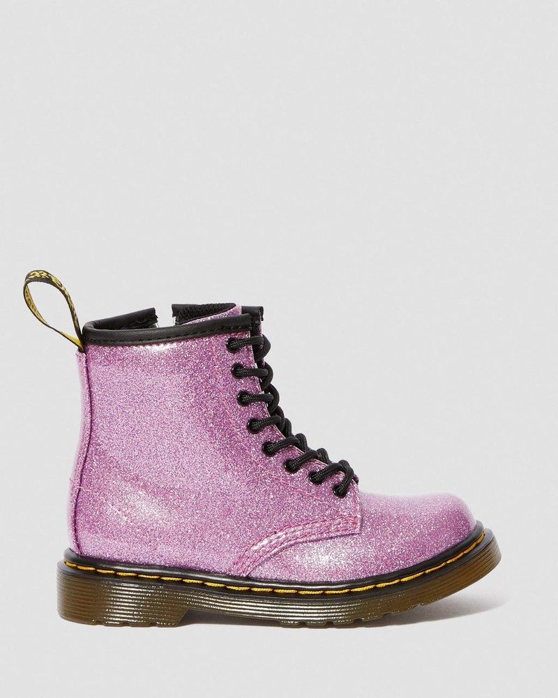 Dr Doc Martens Toddler 1460 Glitter Encaje Up Boots (Coated Glitter) Rosas Oscuro | MO81-M4LK