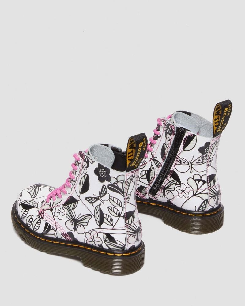 Dr Doc Martens Toddler 1460 Meadow Print Cuero Encaje Up Boots Blancos | NH69-H8JH