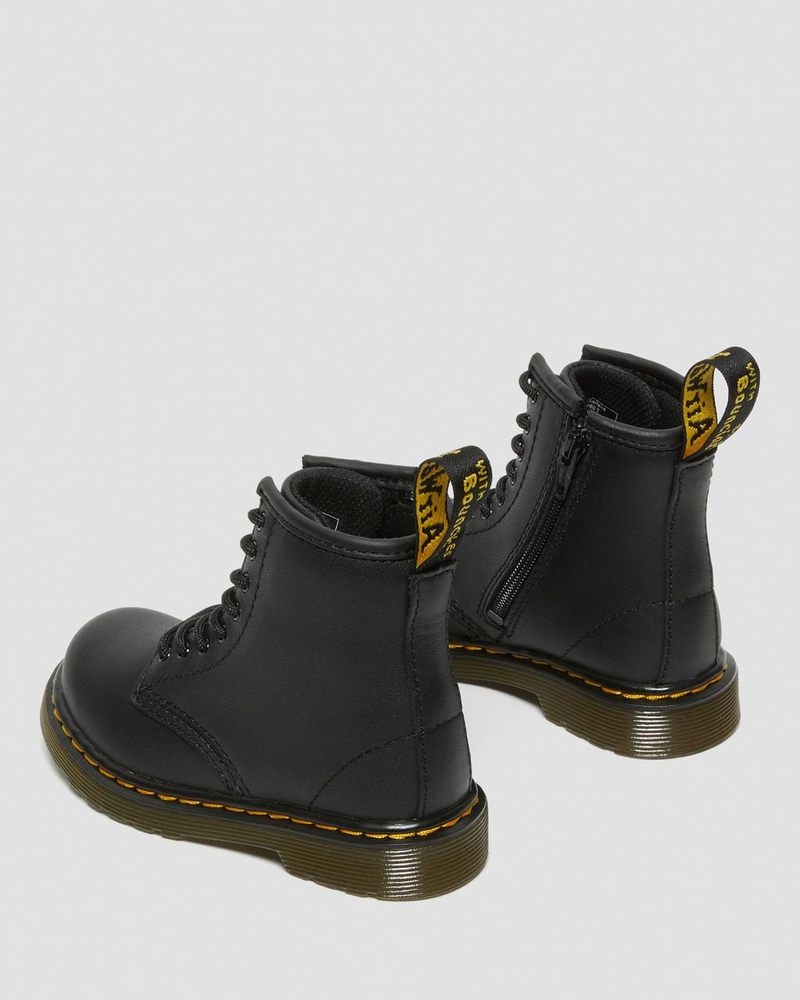 Dr Doc Martens Toddler 1460 Softy T Cuero Encaje Up Boots (Softy T) Negros | UM27-Q5XZ