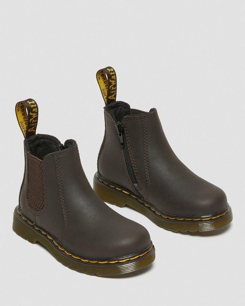 Dr Doc Martens Toddler 2976 Wildhorse Cuero Chelsea Boots (Wildhorse Lamper) Marrom Oscuro | YN40-C2VB