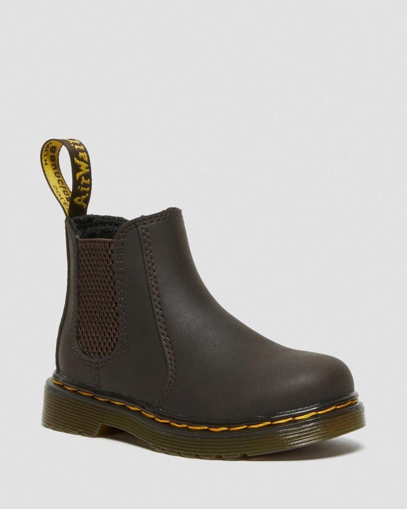 Dr Doc Martens Toddler 2976 Wildhorse Cuero Chelsea Boots (Wildhorse Lamper) Marrom Oscuro | YN40-C2VB