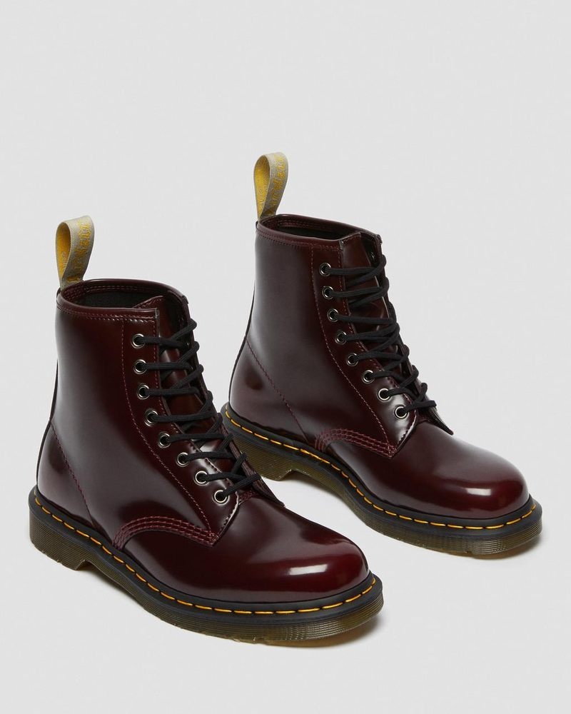 Dr Doc Martens Vegan 1460 Encaje Up Boots (Oxford Rub Off) Rojos | HL15-B7HD