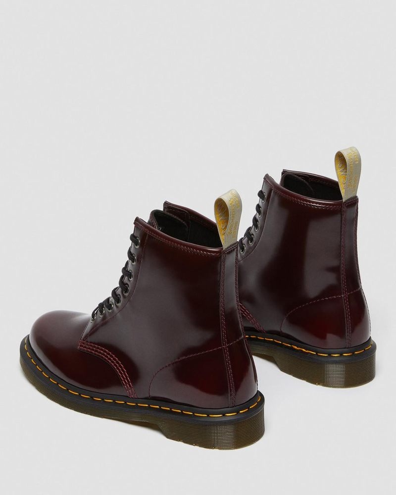 Dr Doc Martens Vegan 1460 Encaje Up Boots (Oxford Rub Off) Rojos | HL15-B7HD