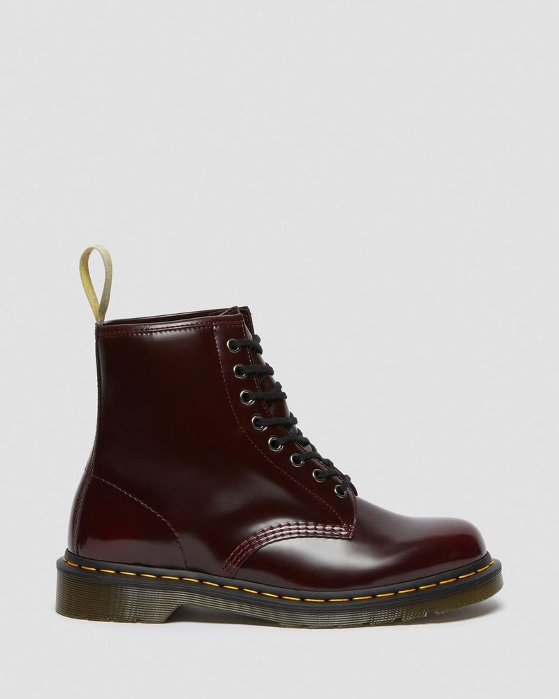 Dr Doc Martens Vegan 1460 Encaje Up Boots (Oxford Rub Off) Rojos | HL15-B7HD