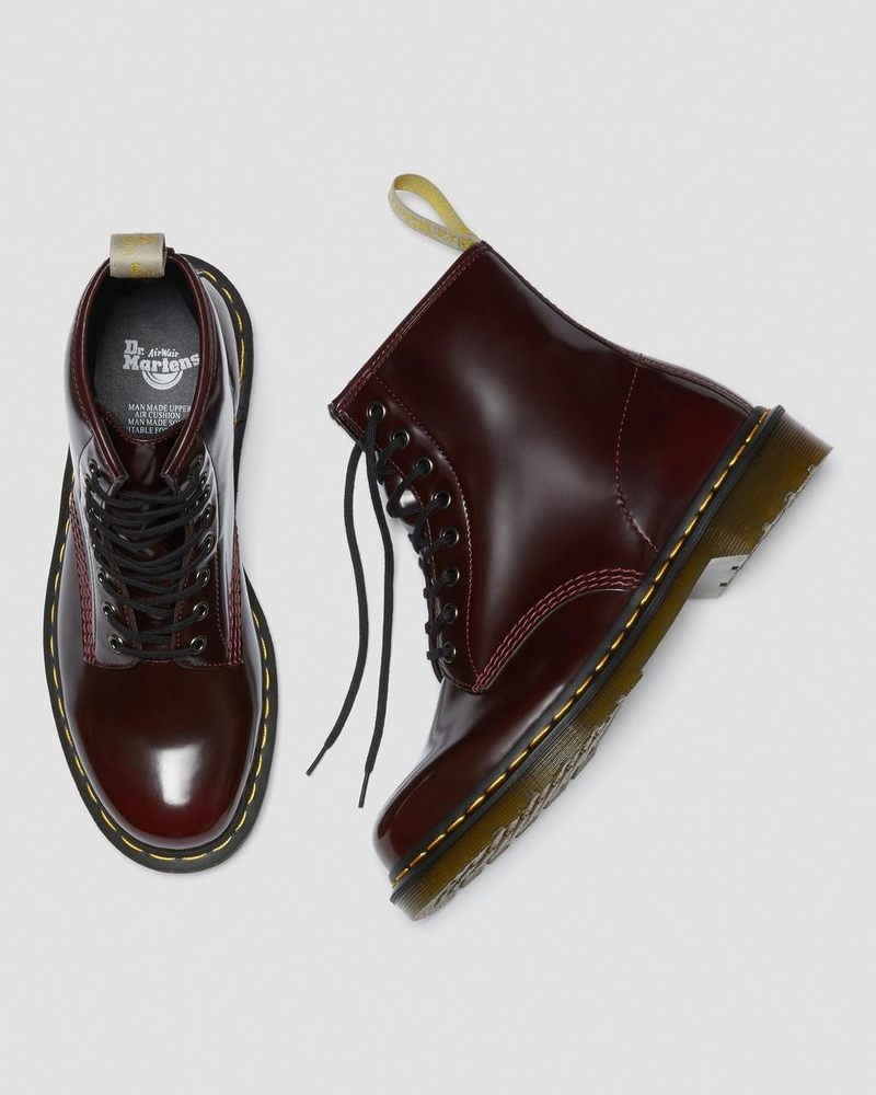 Dr Doc Martens Vegan 1460 Encaje Up Boots (Oxford Rub Off) Rojos | HL15-B7HD