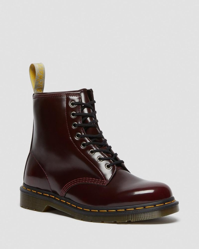 Dr Doc Martens Vegan 1460 Encaje Up Boots (Oxford Rub Off) Rojos | HL15-B7HD