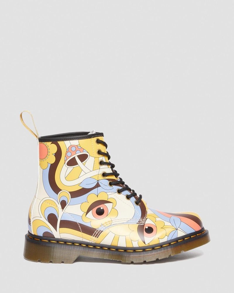 Dr Doc Martens Vegan 1460 Retro Kemble Encaje Up Boots (Kemble) Beige | XW44-M7IQ